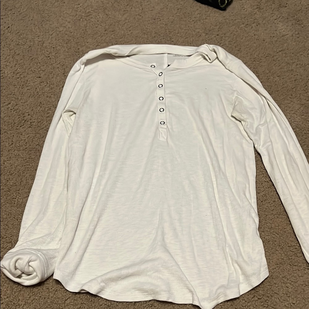 Aerie White Long Sleeve Henley Top